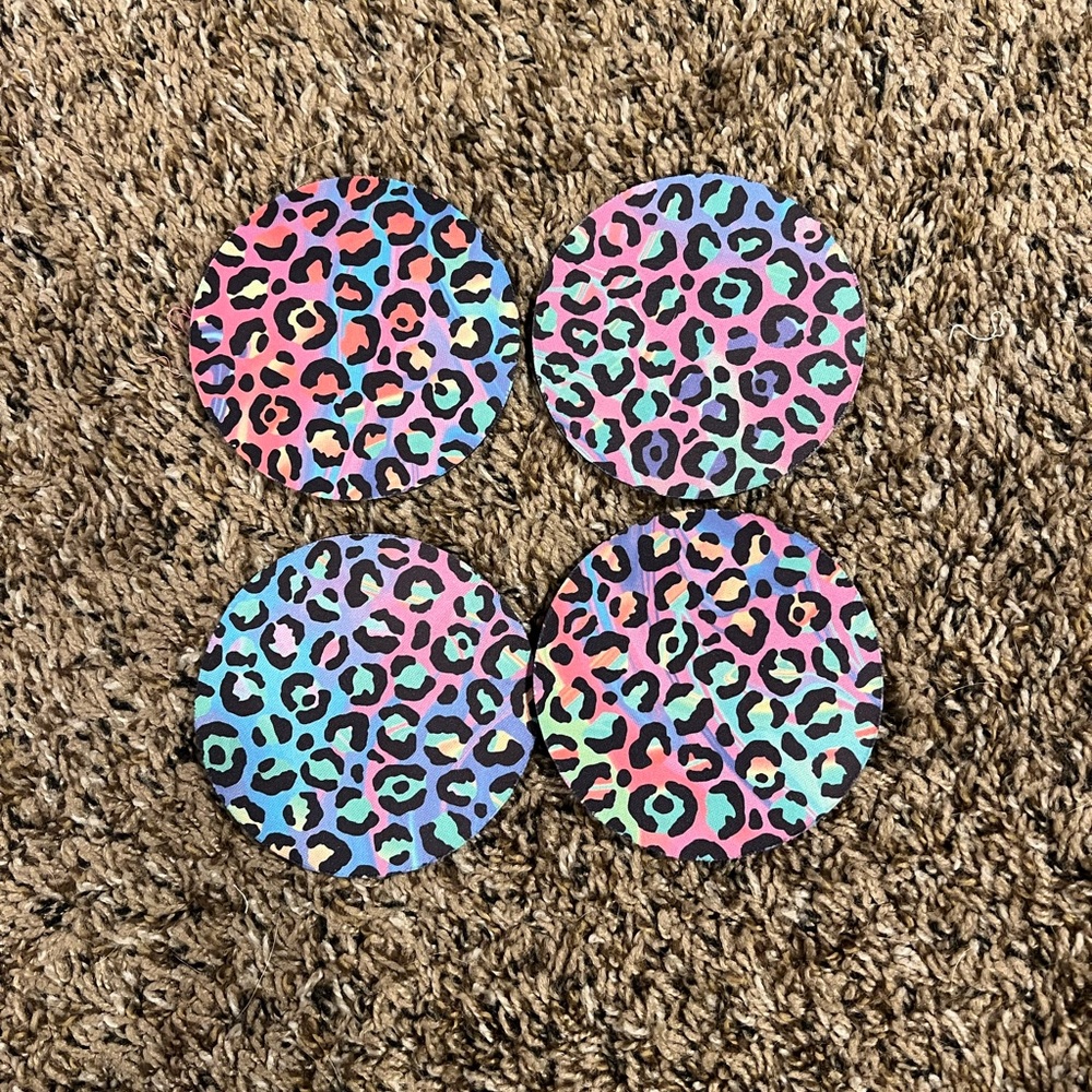 Colorful Leopard Print Coasters